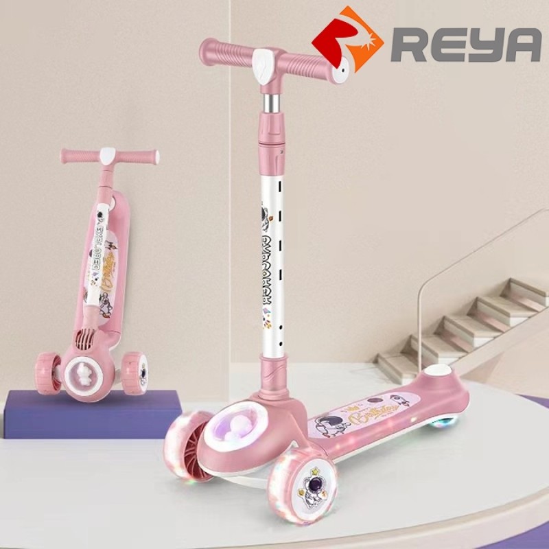 Factory whole sale folding children's check kick scooter LED light wheels kids' scooters pedal scooter kids