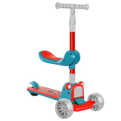 Детский скутер 3 Wheel Scooter with Flash Wheels Kick for 2 - 12 Year Kids Adjustable Height 3 in 1 Pedal Scooter for Baby 2 - 7 Y