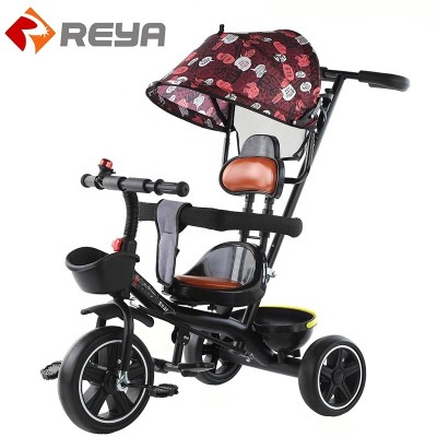 Wholesale new children's 4-in-1 tricycle baby stroller baby foot hand push with shed tricycle